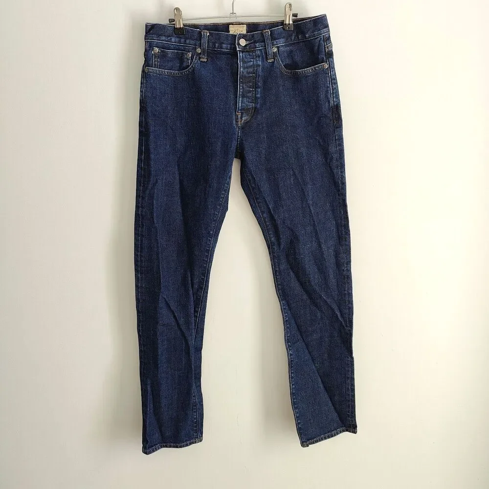 J. Crew Jeans Mens 32x33 Blue 770 Selvedge Button Fly Slim Straight Dark Wash
